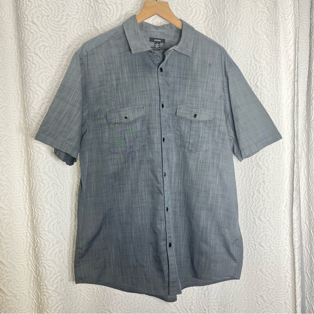 Alfani Men's XL Gray Short Sleeve Button Down Casual Work Shirt